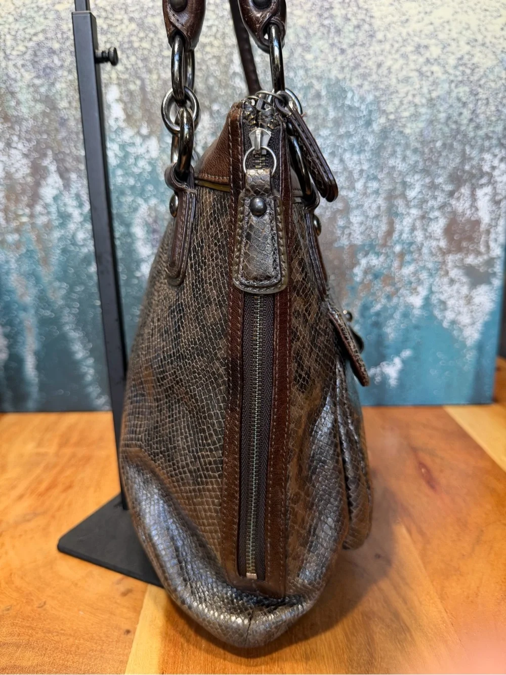 Coach Old Money 2011 Kristin Python Embossed Leather Tote Bronze